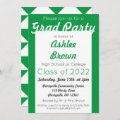 グリーン ホワイト 卒業パーティー 大胆な卒業 招待状 (正面/裏面)