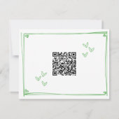 グリーン ホワイト 手描き ハート 遊び心のある ウェディング QR 出欠カード (裏面)