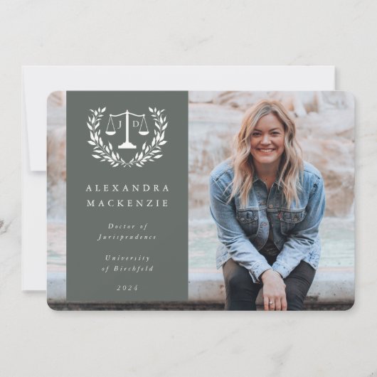 グリーン+ホワイトJDローレルはかりで測リース写真 案内状 (正面)