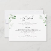 グリーン ボタニカル フラワー ウェディング 詳細カード 招待状 (正面)