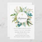 グリーン ボタニカル 洗礼 誘導 案内 男の子 招待状 (正面/裏面)