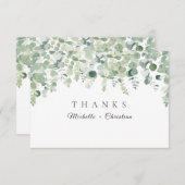 グリーン・ボタニック・ユーカリプ結婚タスの感謝 サンキューカード (正面/裏面)