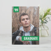 グリーン ボールド & モダン フォト 卒業 招待状 (スタンド正面)