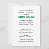 グリーン ボールド & モダン フォト 卒業 招待状 (裏面)