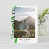 グリーン マーブル フォト 卒業発表 招待状 (スタンド正面)