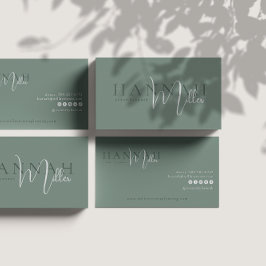 グリーン |ミニマルモダンエレガントリストQRコード 名刺