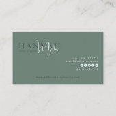 グリーン |ミニマルモダンエレガントリストQRコード 名刺 (裏面)