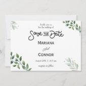 グリーン ミニマル セーブ・ザ・デート ご案内 招待状 (正面)