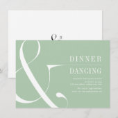 グリーン ミニマル タイポグラフィ ウェディング レセプション エンクロージャーカード (正面/裏面)