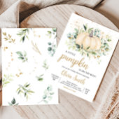 グリーン ミニマル パンプキン ベイビー シャワー 招待状