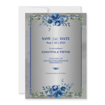 グリーン＆メタリックゴールドの花々: 保存の日付