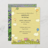 グリーン・メドウズの子どもたちの誕生日パーティーの招待 招待状 (正面/裏面)