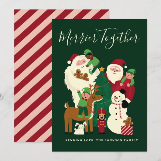 グリーン メリー・トゥゲザー サンタとフレンズ カード (正面/裏面)