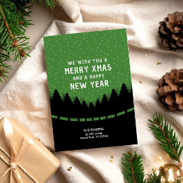 グリーン メリー X'mas  レトロスタイルの森と雪 カード