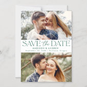 グリーン |モダンタイポグラフィ2写真の保存日付 マグネット招待状 (正面)