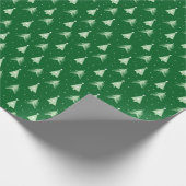 グリーン&モダンホワイトクリスマスツリーズホリデー ラッピングペーパー (角)