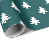 グリーン&モダンホワイトクリスマスミニマリストホリデー ラッピングペーパー (ロールコーナー)