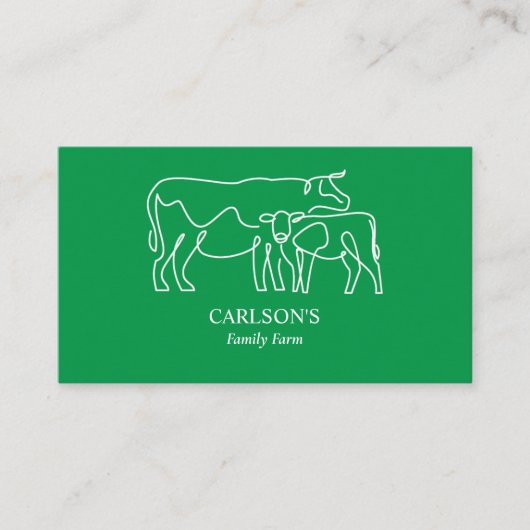 グリーン&モダンホワイトファミリーキャトルファーム 名刺 (正面)