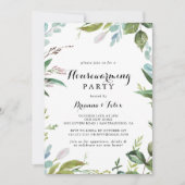 グリーン モダン カリグラフィー 新築パーティー 招待状 (正面)