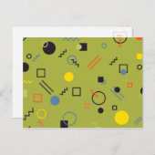 グリーン モダン クール トレンディ アーバン メンフィス パターン ポストカード (正面/裏面)