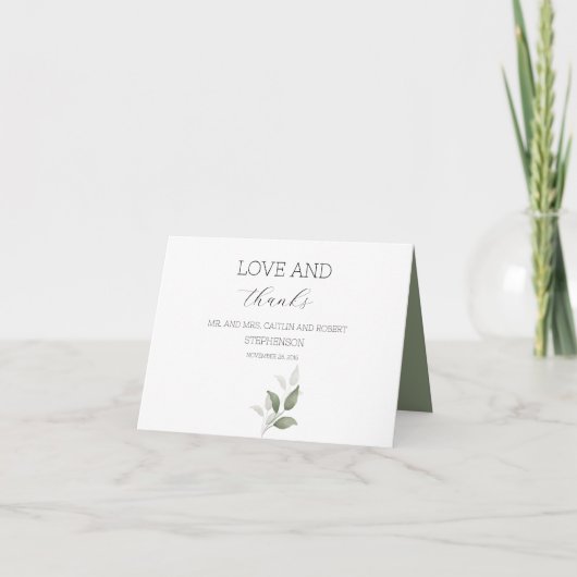 グリーン モダン サンキューカード (正面)