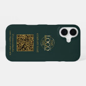 グリーン モダン ビジネス ロゴ & QRコード プロモーション iPhone 16ケース (裏面横)