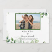 グリーン モダン フォト セーブ・ザ・デート 招待状 (正面)