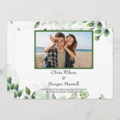 グリーン モダン フォト セーブ・ザ・デート 招待状 (正面/裏面)