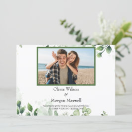 グリーン モダン フォト セーブ・ザ・デート 招待状