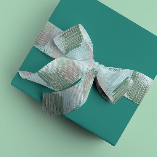 グリーン モダン フリンジ サテンリボン