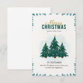 グリーン モダン メリークリスマス 招待状 (正面/裏面)