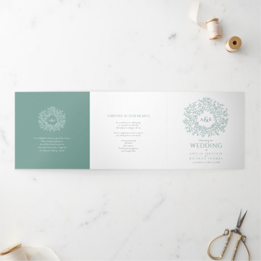 グリーン・モノグラム結婚・アート・ストーリー献身的なTri-Fo 三つ折りプログラム (外部)