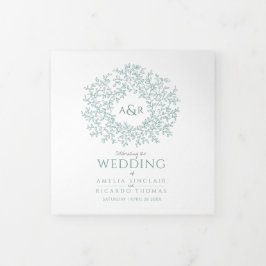 グリーン・モノグラム結婚・アート・ストーリー献身的なTri-Fo 三つ折りプログラム