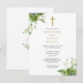 グリーン モノグラム 洗礼 誕生 ご案内 ポストカード (正面/裏面)