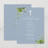 グリーン モノグラム 青 確認 招待状 (正面/裏面)