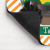 グリーン・モンスタ市松模様にートラック旗;オレンジストライプ色 マウスパッド (コーナー)