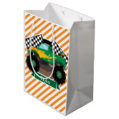 グリーン・モンスタ市松模様にートラック旗；オレンジストライプ色 ミディアムペーパーバッグ (裏面アングル)