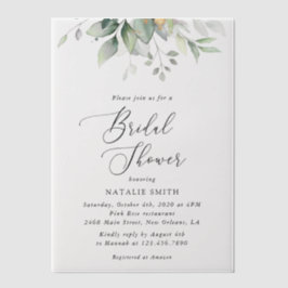 グリーン, ユーカリの葉, ボヘミア, ブライズシャワー ベラム紙招待状