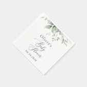 グリーン, ユーカリの葉, ボヘミア, ベビーシャワー スタンダードカクテルナプキン (角)