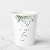 グリーン, ユーカリの葉, ボヘミア, ベビーシャワー 紙コップ (正面)