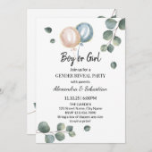 グリーン·ユーカリプタス·ジェンダー·リビール 招待状 (正面/裏面)