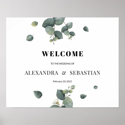 グリーン×ユーカリ ウェディング ウェルカムサイン ポスター (正面)