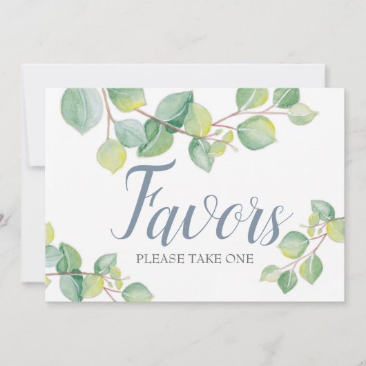 グリーン ユーカリ ウェディング フェイバー サイン 招待状 (正面)