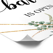 グリーン ユーカリ カリグラフィー ウェディング バー サイン (角)