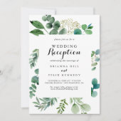 グリーン ユーカリ カリグラフィー 結婚式 披露宴 招待状 (正面)