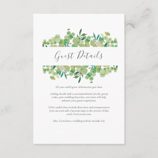 グリーン ユーカリ ゲスト情報 詳細 エンクロージャーカード (正面)