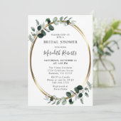 グリーン ユーカリ ゴールド メタリック ブライダル シャワー 招待状 (スタンド正面)