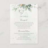 グリーン ユーカリ ゴールド リーフ エレガント ウェディング エンクロージャーカード (正面)