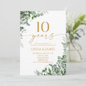 グリーン ユーカリ ゴールド 挙式10周年記念 招待状 (スタンド正面)