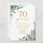 グリーン・ユーカリ・ゴールド 70周年結婚記念日 招待状 (正面)